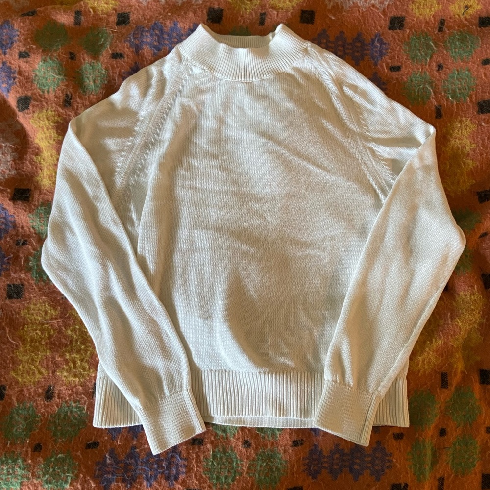 Everlane Cream Lightweight Mock-Neck Sweater